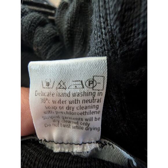 Designer Angel by Sabri Özel Black Knit Wool Blend Cardigan Italy Yarn Artwear - Picture 9 of 10